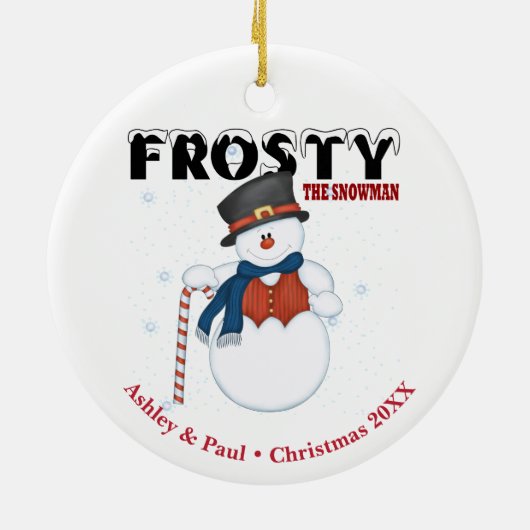 Frosty the Snowman gepersonaliseerde kerst Keramisch Ornament (Achterkant)