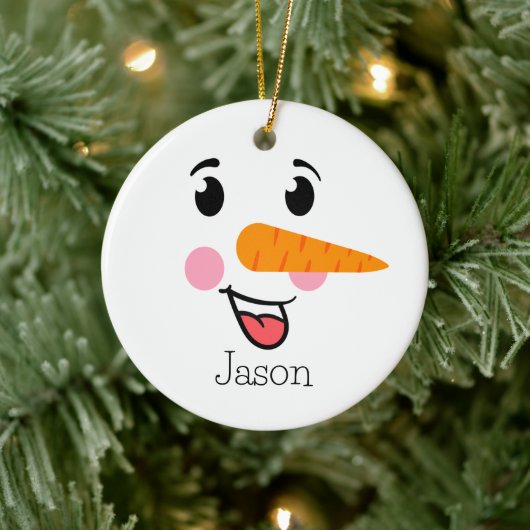 Frosty the Snowman Happy Face Keramisch Ornament (Boom)