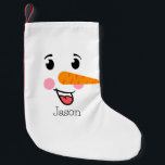 Frosty the Snowman Happy Face Kleine Kerstsok<br><div class="desc">Dit schattige gelukkige sneeuwpop gezichtsontwerp herinnert ons eraan dat de kracht van een eenvoudige glimlach zelfs de koudste dagen kan verlichten,  en het geluk kan op de meest onverwachte plaatsen worden gevonden.</div>