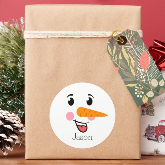 Frosty the Snowman Happy Face Ronde Sticker (Feestdagen)
