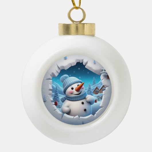 Frosty the Snowman Keramische Bal Ornament (Voorkant)
