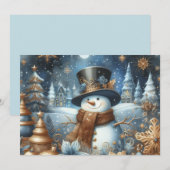 Frosty the snowman whimsical blue Christmas  Feestdagenkaart (Voorkant / Achterkant)