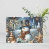 Frosty the snowman whimsical editable Christmas Feestdagenkaart (Staand voorkant)