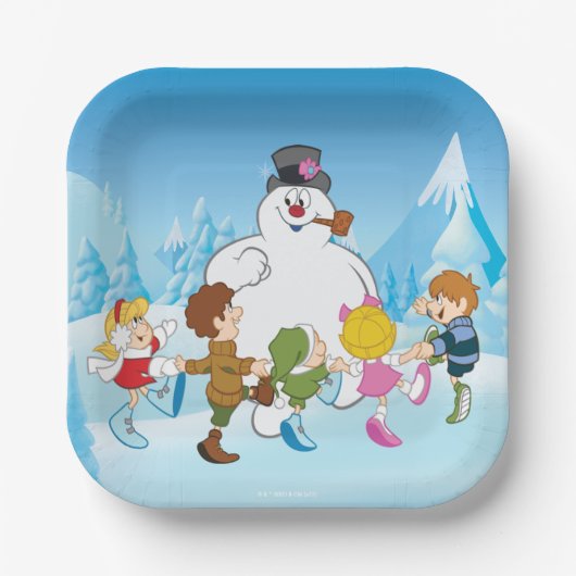 Frosty the Snowman™ Winter Papieren Bordje (Voorkant)