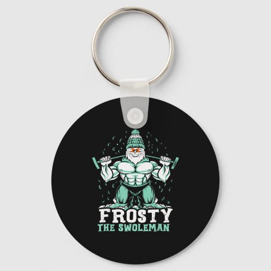 Frosty The Swoleman Funny Buff Swole Snowman Gym M Sleutelhanger (Voorkant)