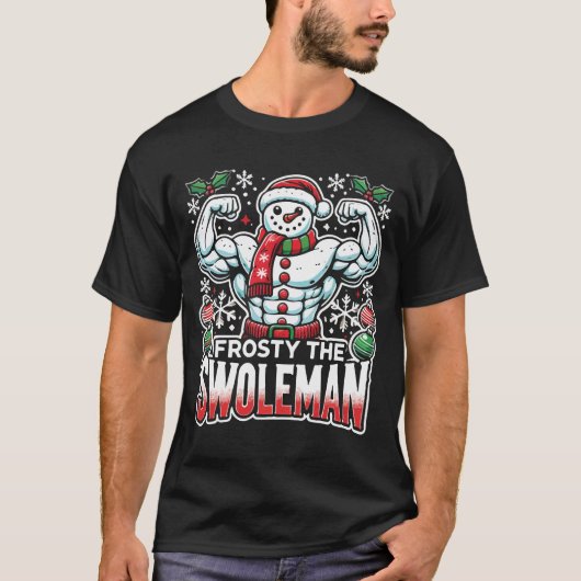 Frosty the Swoleman Funny Christmas Gym T-shirt (Voorkant)