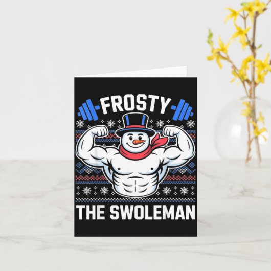 Frosty The Swoleman Funny Ugly Christmas Sweater G Kaart (Gele Bloem)