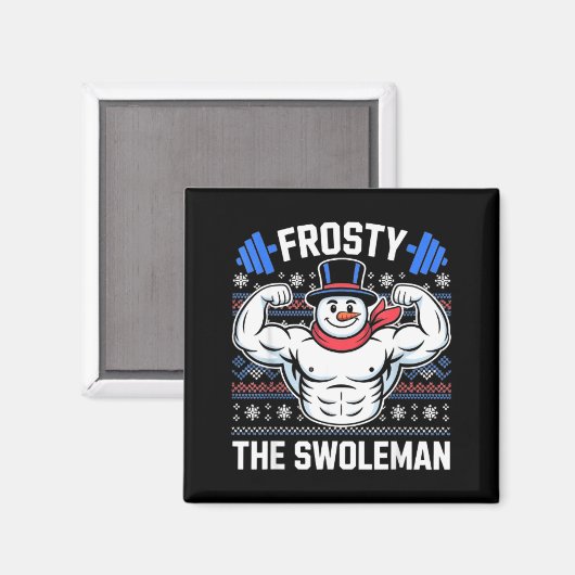 Frosty The Swoleman Funny Ugly Christmas Sweater G Magneet (Voorkant / Achterkant)