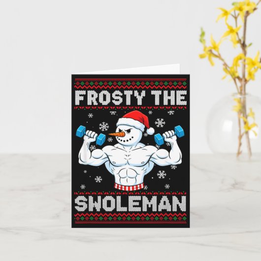 Frosty The Swoleman Ugly Christmas Sweater Funny S Kaart (Gele Bloem)