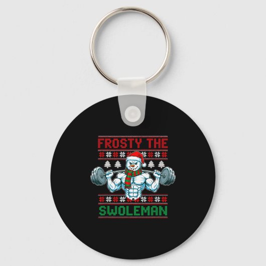 Frosty The Swoleman Ugly Christmas Sweater Funny S Sleutelhanger (Voorkant)