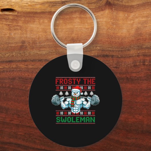 Frosty The Swoleman Ugly Christmas Sweater Funny S Sleutelhanger (Voorkant)