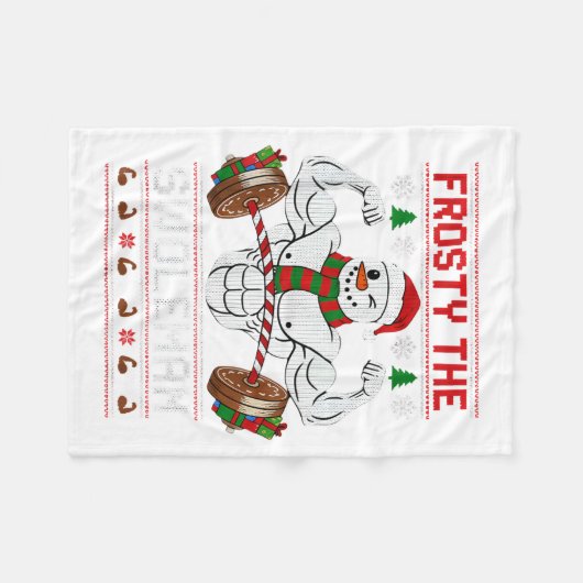 Frosty The Swoleman Ugly Christmas Sweater Funny X Fleece Deken (Voorkant (Horizontaal))