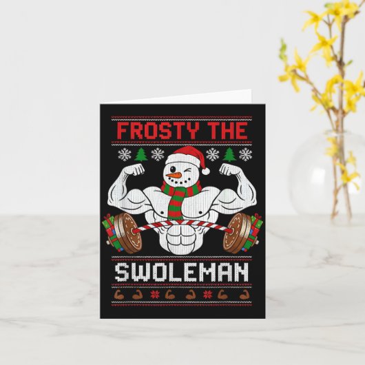 Frosty The Swoleman Ugly Christmas Sweater Funny X Kaart (Gele Bloem)