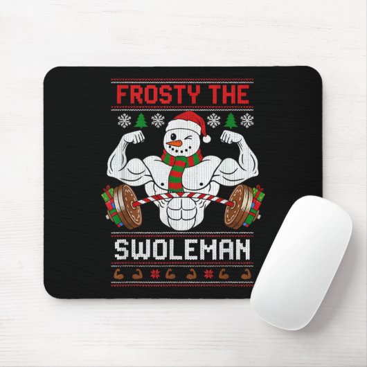 Frosty The Swoleman Ugly Christmas Sweater Funny X Muismat (Met muis)