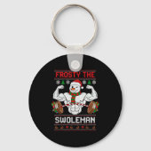 Frosty The Swoleman Ugly Christmas Sweater Funny X Sleutelhanger (Voorkant)