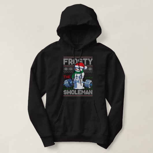 Frosty The Swoleman Ugly KerstSweater Funny S Hoodie (Design voorkant)