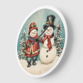 Frosty Time -  sneeuwman kerst Grote Klok (Hoek)