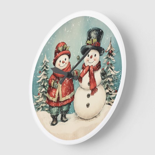 Frosty Time -  sneeuwman kerst Grote Klok (Hoek)