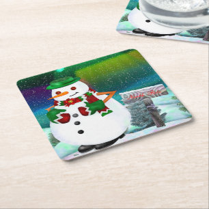 Frosty Town Christmas LIVING ZITKAMER Kartonnen Onderzetters
