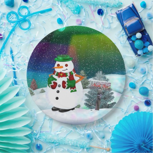 Frosty Town Kerstfeest EVENEMENTEN DESSERT Papieren Bordje (Feest)