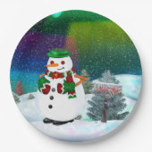 Frosty Town Kerstfeest EVENEMENTEN DESSERT Papieren Bordje (Voorkant)