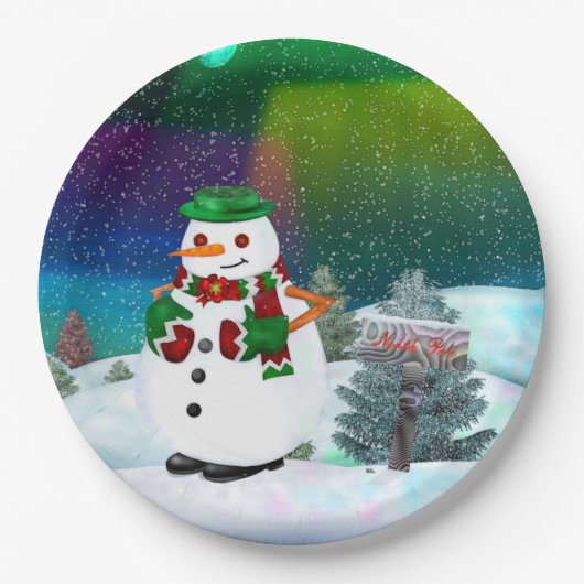 Frosty Town Kerstfeest EVENEMENTEN DESSERT Papieren Bordje (Voorkant)