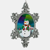 Frosty Town Kerstkunst Tin Sneeuwvlok Ornament (Links)