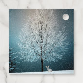 Frosty tree in de avond bedankjes labels (Achterkant)