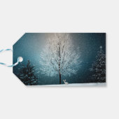 Frosty tree in de avond cadeaulabel (Achterkant Horizontaal)