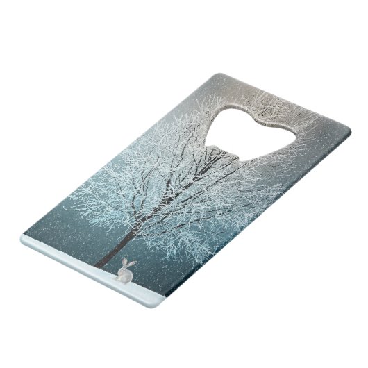 Frosty tree in de avond creditkaart flessenopener (Achterkant Gekanteld)