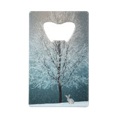 Frosty tree in de avond creditkaart flessenopener (Achterkant)