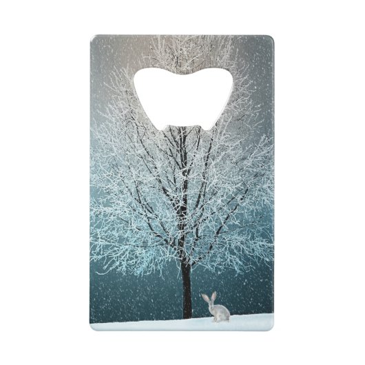 Frosty tree in de avond creditkaart flessenopener (Achterkant)