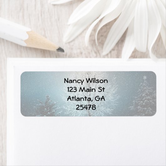 Frosty tree in de avond etiket (Insitu)