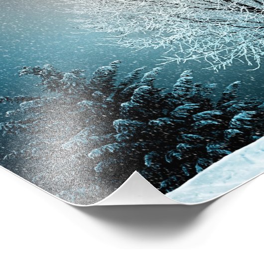 Frosty tree in de avond foto afdruk (Hoek)