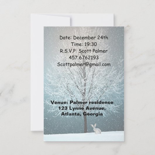 Frosty tree in de avond kaart (Achterkant)