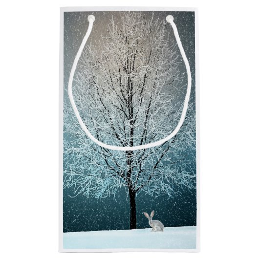 Frosty tree in de avond klein cadeauzakje (Achterkant)