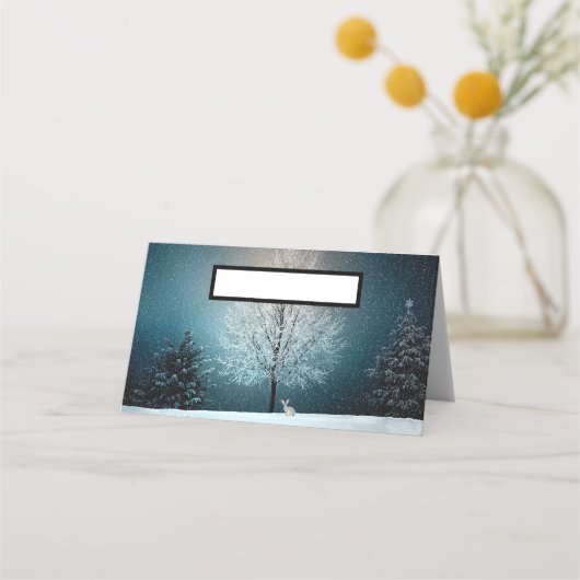 Frosty tree in de avond plaatskaartje (Voorkant)