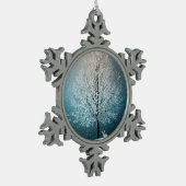 Frosty tree in de avond tin sneeuwvlok ornament (Links)