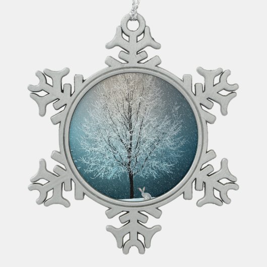 Frosty tree in de avond tin sneeuwvlok ornament (Voorkant)