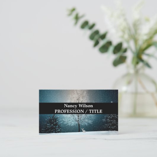 Frosty tree in de avond visitekaartje (Staand voorkant)