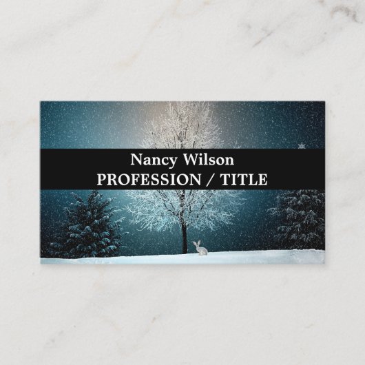 Frosty tree in de avond visitekaartje (Voorkant)