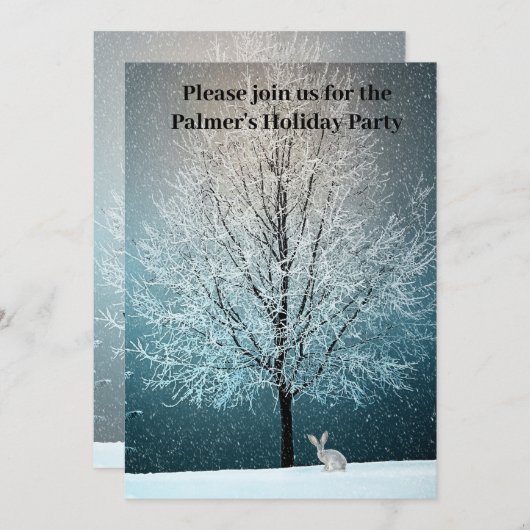 Frosty tree in de avonduitnodiging kaart (Voorkant / Achterkant)