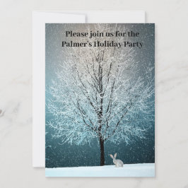 Frosty tree in de avonduitnodiging kaart