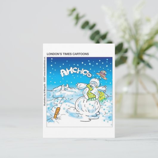 Frosty vecht tegen de griep grappige kerstcadeautj feestdagenkaart (Staand voorkant)