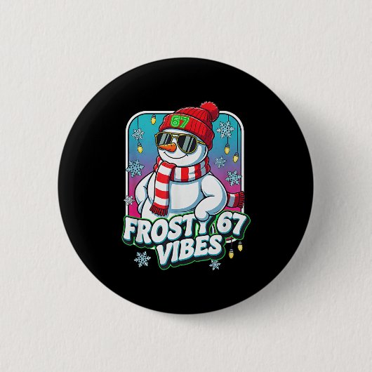 Frosty Vibes 67 Snowman Christmas Ronde Button 5,7 Cm (Voorkant)