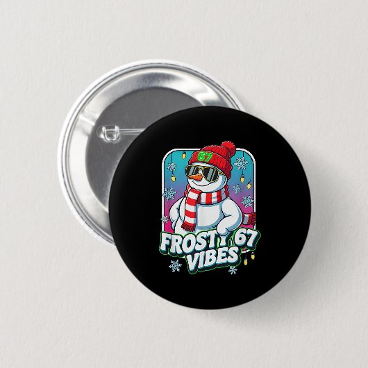 Frosty Vibes 67 Snowman Christmas  Ronde Button 5,7 Cm (Voorkant /achterkant)