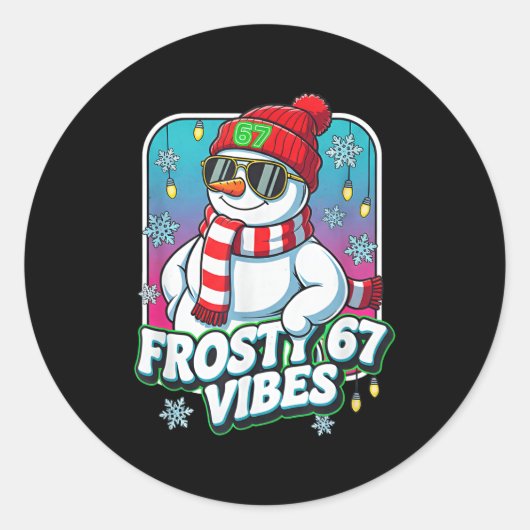 Frosty Vibes 67 Snowman Christmas  Ronde Sticker (Voorkant)