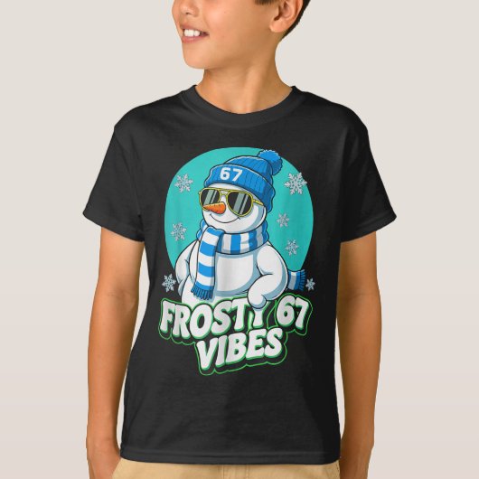 Frosty Vibes 67 Snowman Six Seven Meme Funny Winte T-shirt (Voorkant)