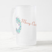 Frosty Vrolijk Kerstkrans Matglas Bierpul (Voorkant links)