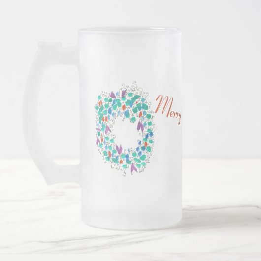 Frosty Vrolijk Kerstkrans Matglas Bierpul (Links)